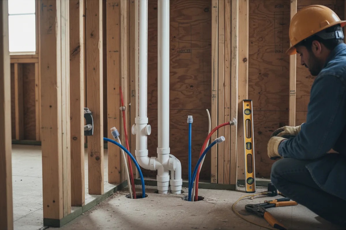 Drain and supply rough-in during Sump Pump Repair in Onward