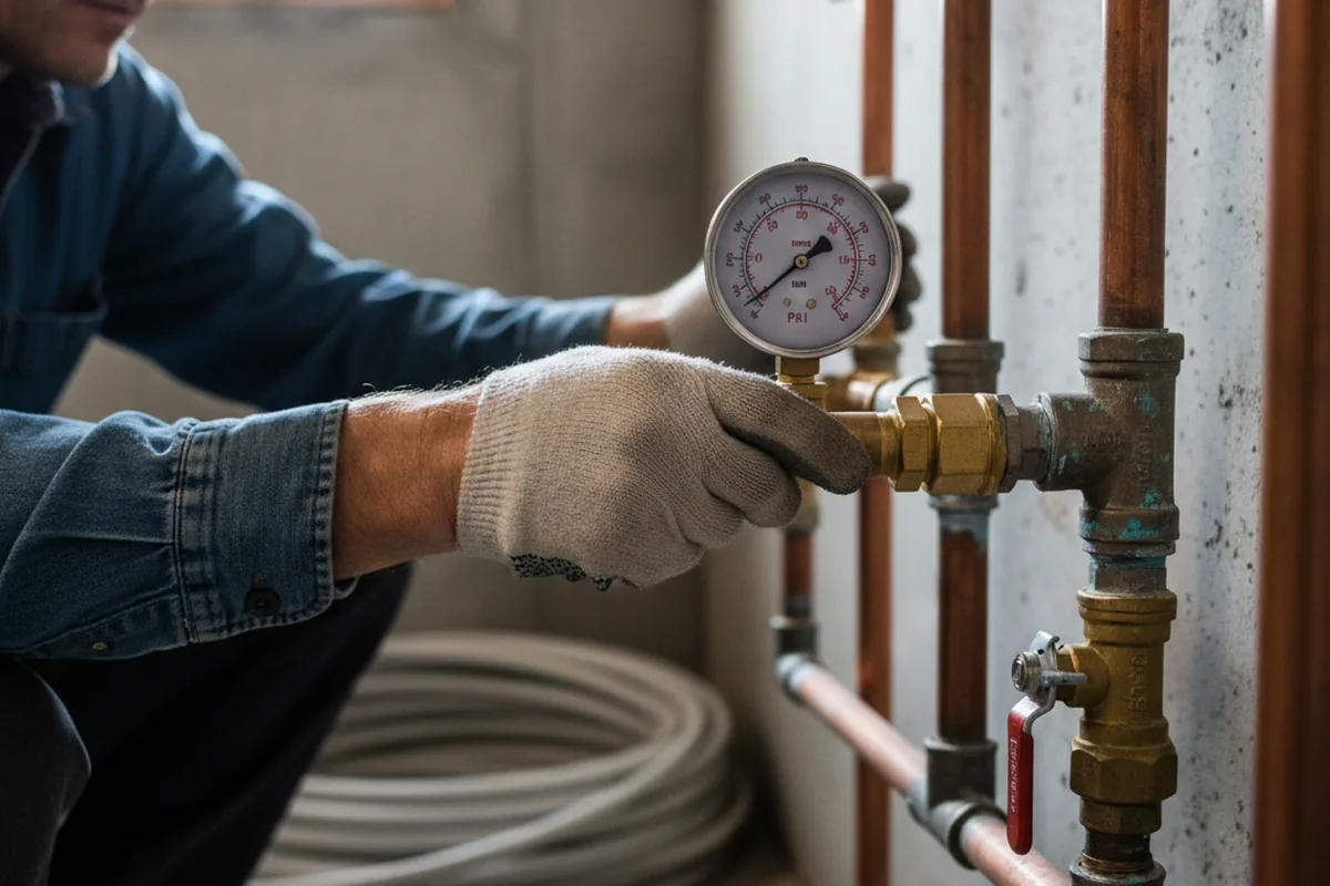 Pressure testing a repaired line during Water Line Repair in Onward